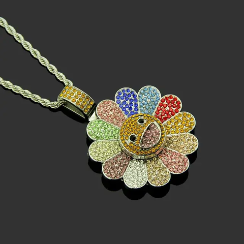 Murakami Flower Iced Out Pendant (Multi)