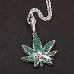 High Weed Leaf Iced Out Pendant