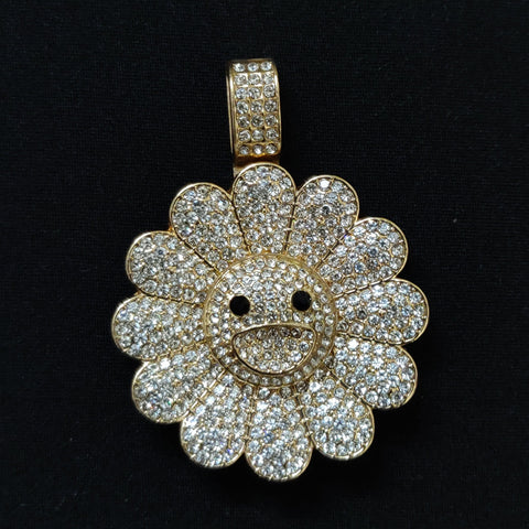 Murakami Flower Iced Out Pendant (Gold)