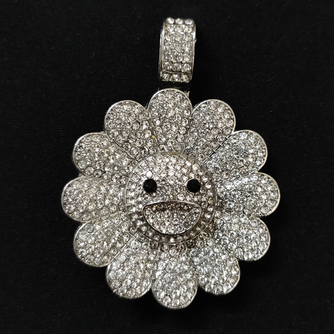 Murakami Flower Iced Out Pendant (Silver)