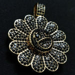 Murakami Flower Iced Out Pendant (Black Gold Plated)