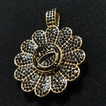 Murakami Flower Iced Out Pendant (Black Gold Plated)