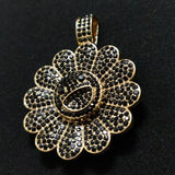 Murakami Flower Iced Out Pendant (Black Gold Plated)