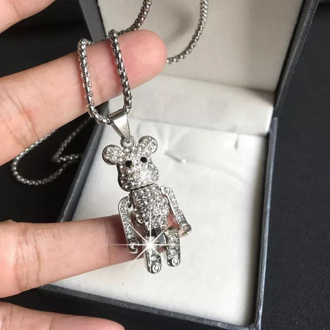 Bear Bricks Iced Out Pendant